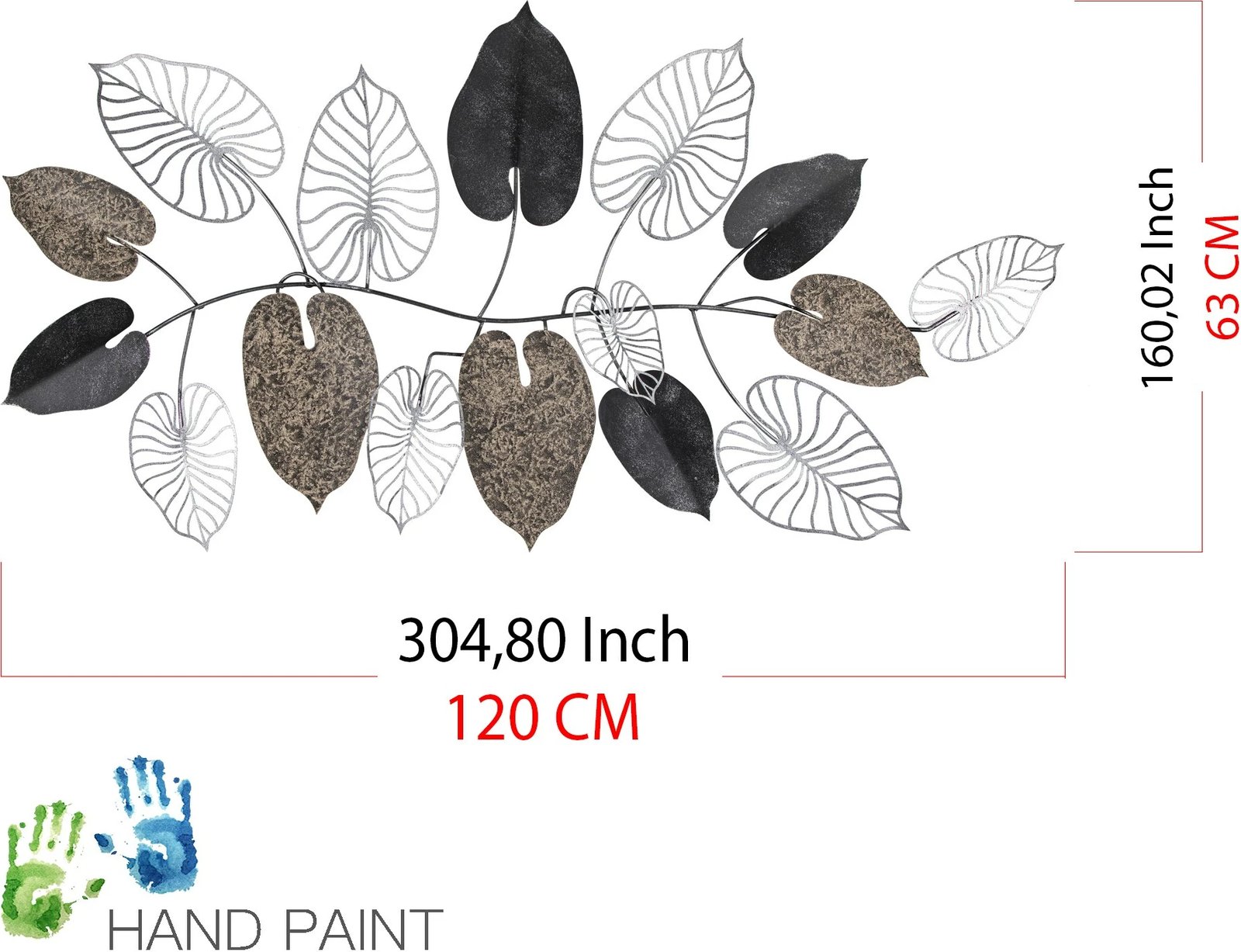 Aksesor dekorativ metalik për mur, Wallity Furize 3, shumëngjyrësh, 120x4x63cm