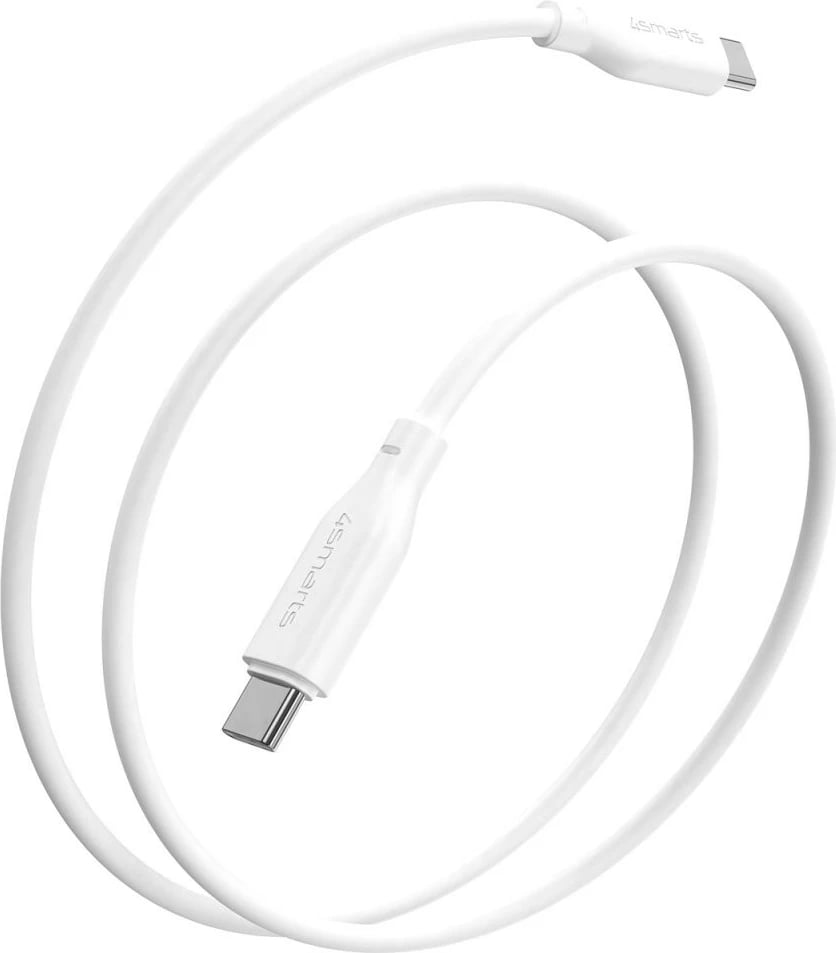 Kabëll USB C në USB C 4smarts 1.5m, Fast Charging, 60W, i bardhë Kabëll USB C në USB C 4smarts 1.5m, Fast Charging, 60W, i bardhë