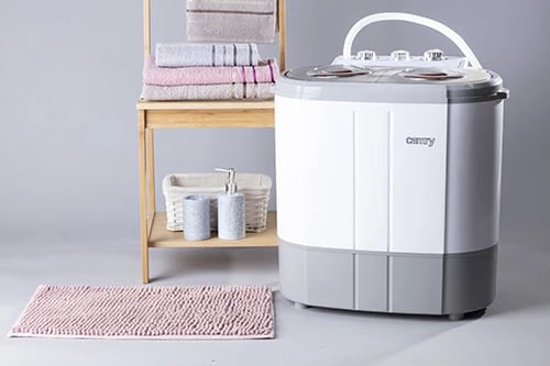 makinë larëse portative dy-kubikëshe, Adler Camry CR 8052, 3kg larje 1kg shtrydhje, konsum i ulët, dimensione 570x350x540, e bardhë/gri