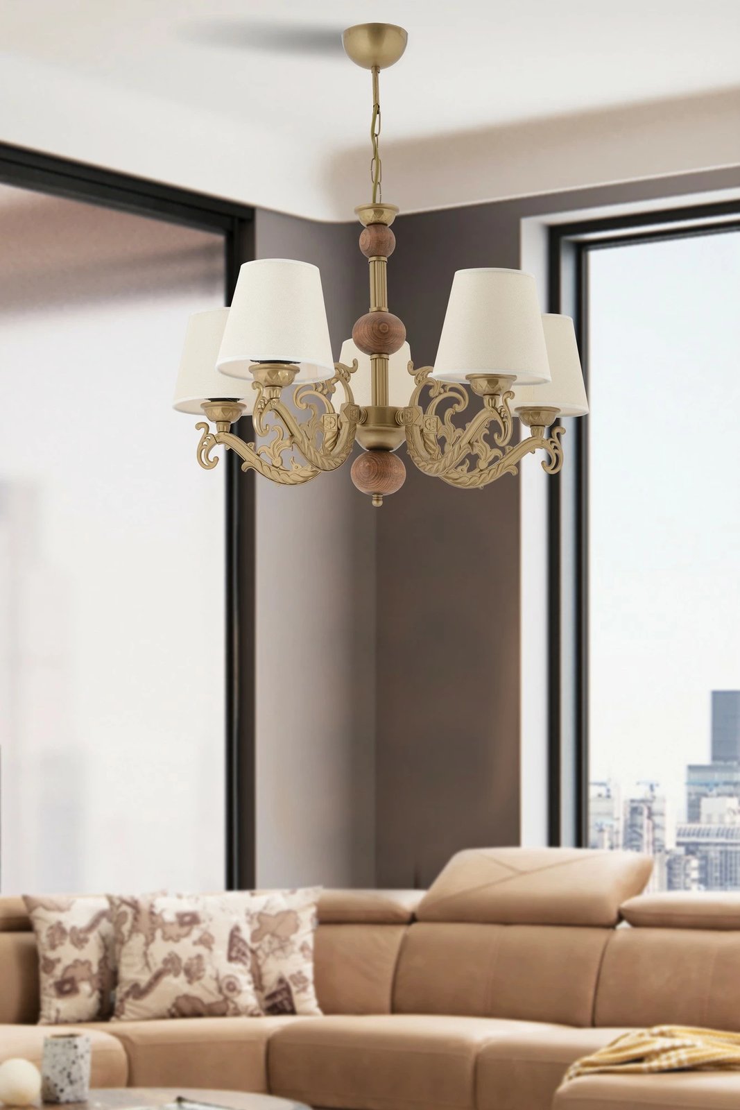 Llambadar Opviq Fiona, dru, e bardhë, ari, kafe