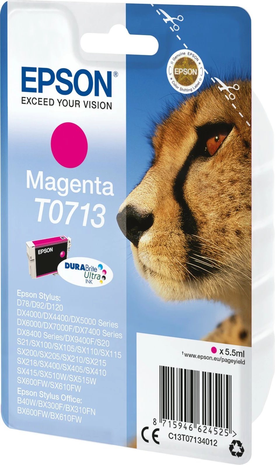 Toner Epson Singlepack Magenta T0713 DURABrite Ultra, 5.5 ml