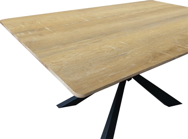 Tavolinë Aragne, sipërfaqe sonoma, këmbë metalike të zeza, 160x90x75cm