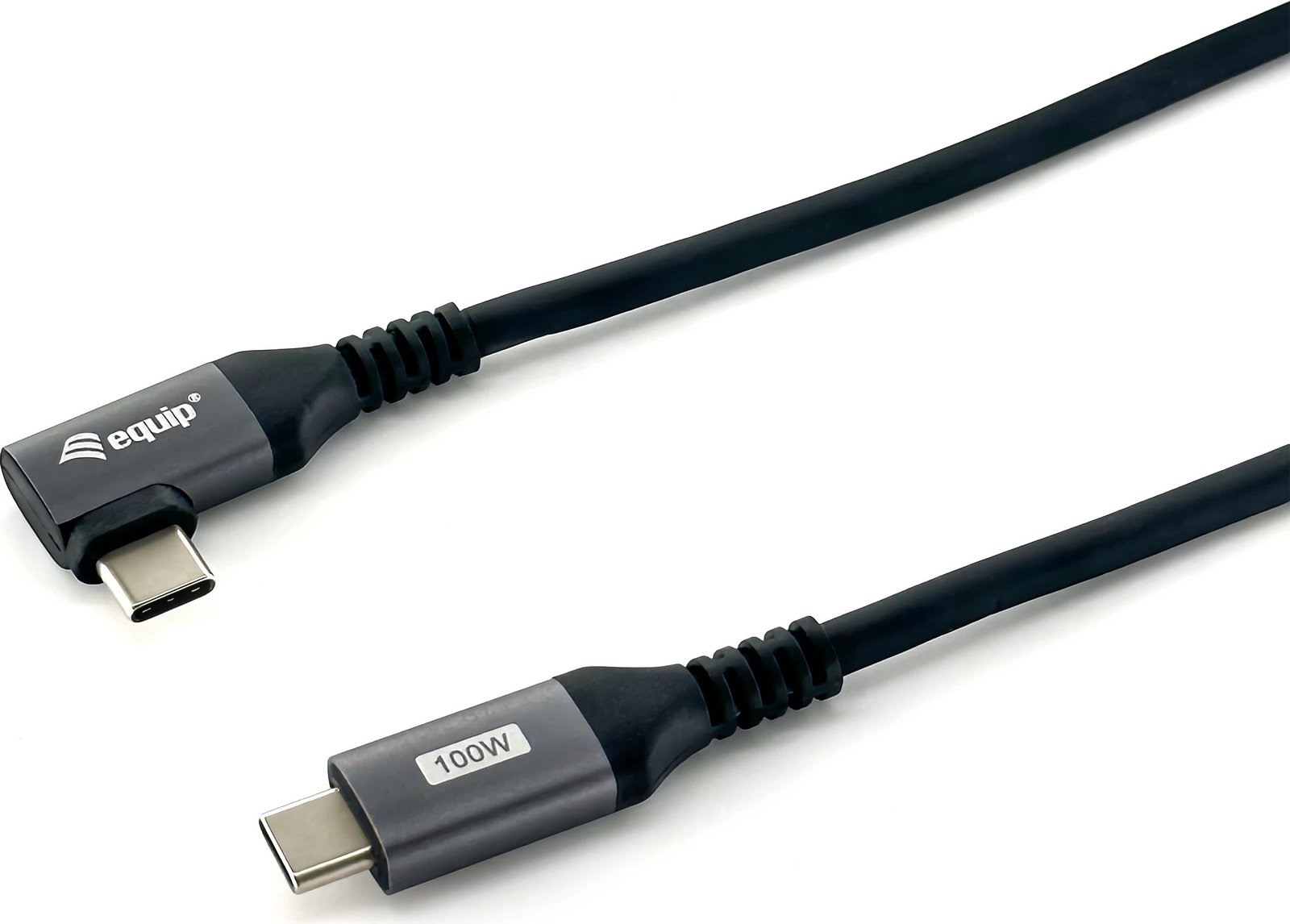 Kabëll USB C në C 90° Equip 1m, 100W, i zi