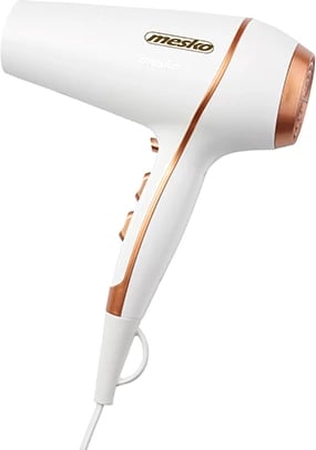 Tharëse flokësh, Adler Mesko, MS 2250, 2100W, 2 shpejtësi, 3 temperatura, Cold Shot, me koncentrator, e bardhë/rozë gold