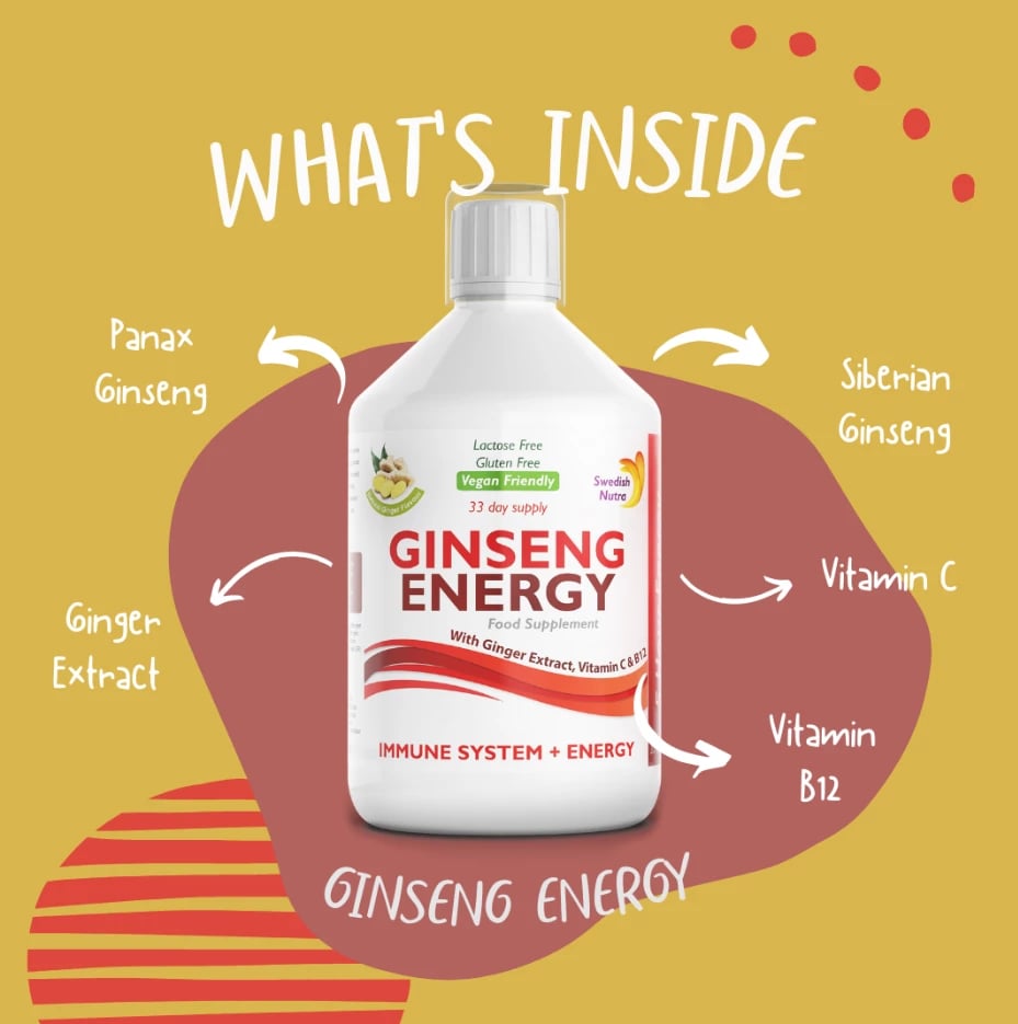 Suplement Swedish Nutra Ginseng Energy, 500ml