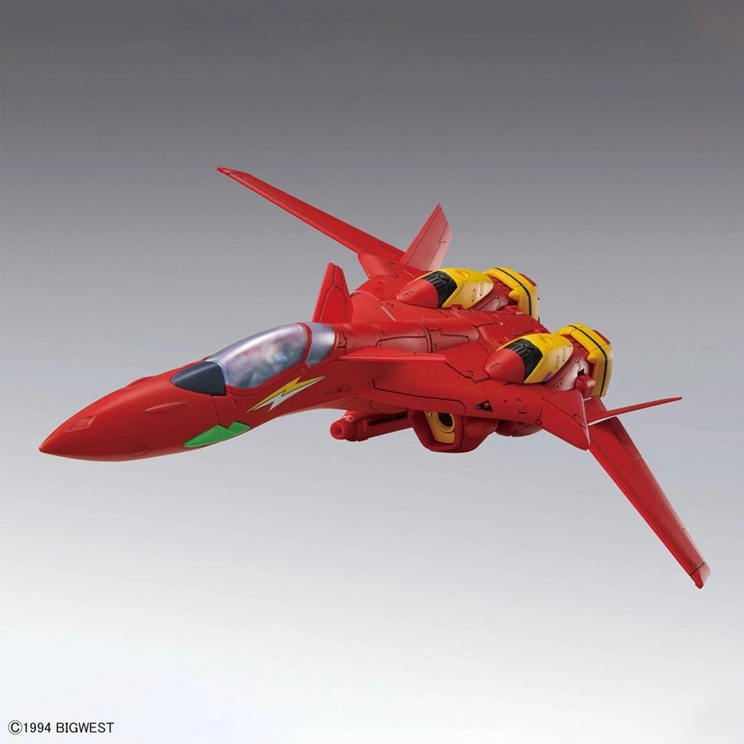 Model ndërtimi Bandai HG 1/100 Macross VF-19 Custom Fire Valkyrie me Sound Booster, i kuq