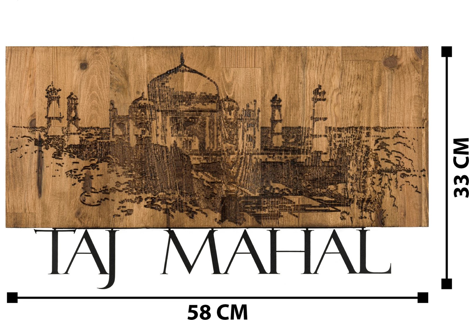 Aksesor dekorativ për mur, dru, Taj Mahal, Wallity