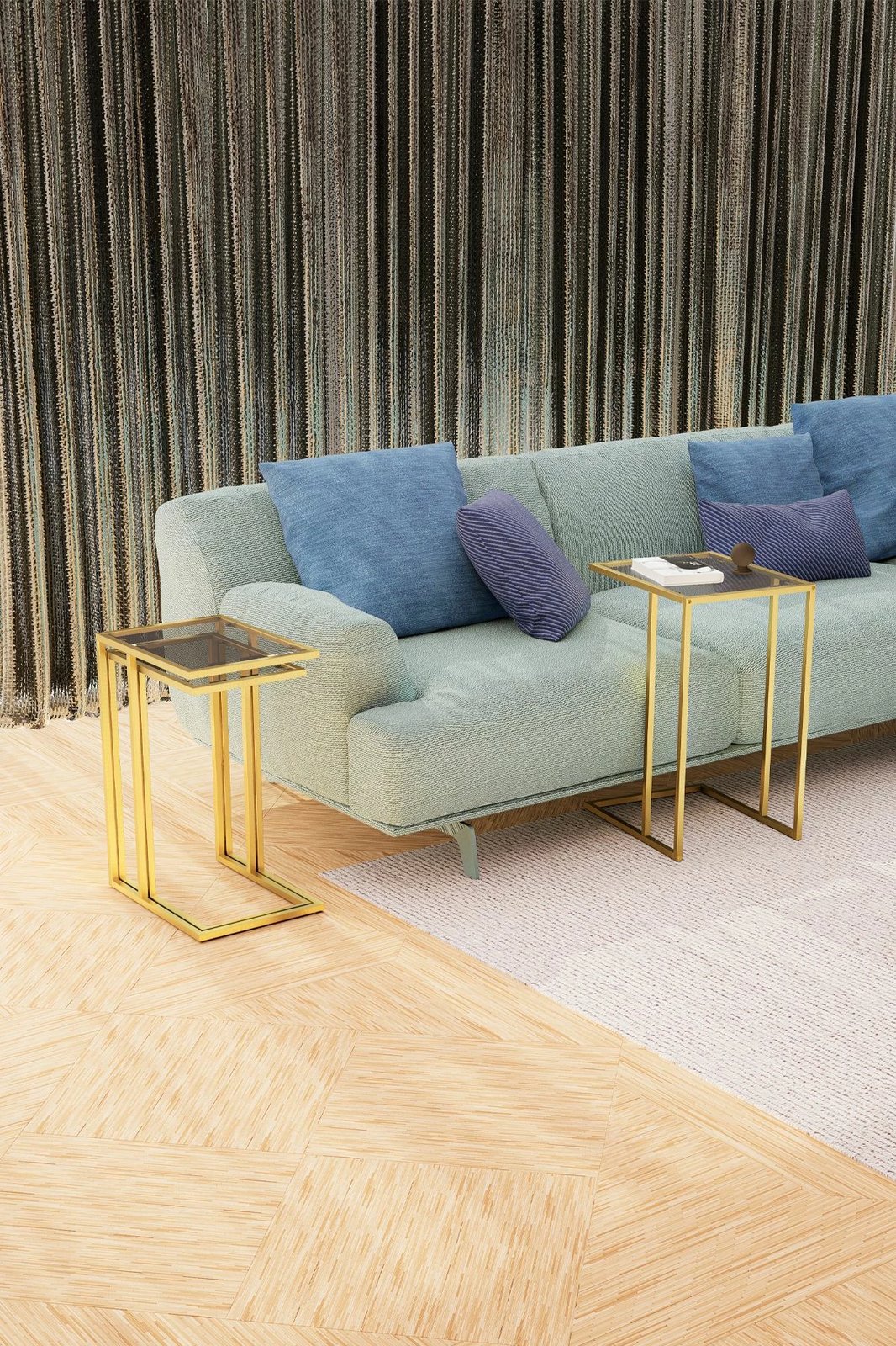 Set tavolinash të vendosshme (3 copë), Hanah Home, Ibiza C, ngjyrë ari, fume