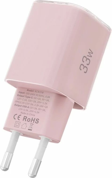 Karikues muri Tech-Protect NCM33W, 2 porta, 33W, Rozë