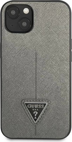 Mbështjellës Guess SaffianoTriangle Logo për iPhone 14 Plus 6.7", argjend Mbështjellës Guess SaffianoTriangle Logo për iPhone 14 Plus 6.7", argjend