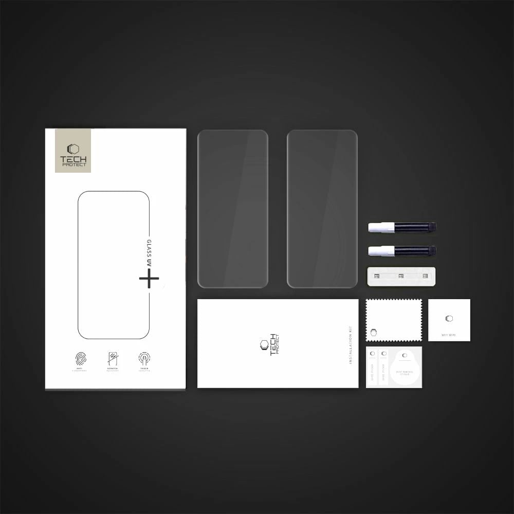 Mbështjellës xhami Tech-Protect Glass UV+ për Realme 14 Pro+ 5G, Transparent, set prej 2 copë