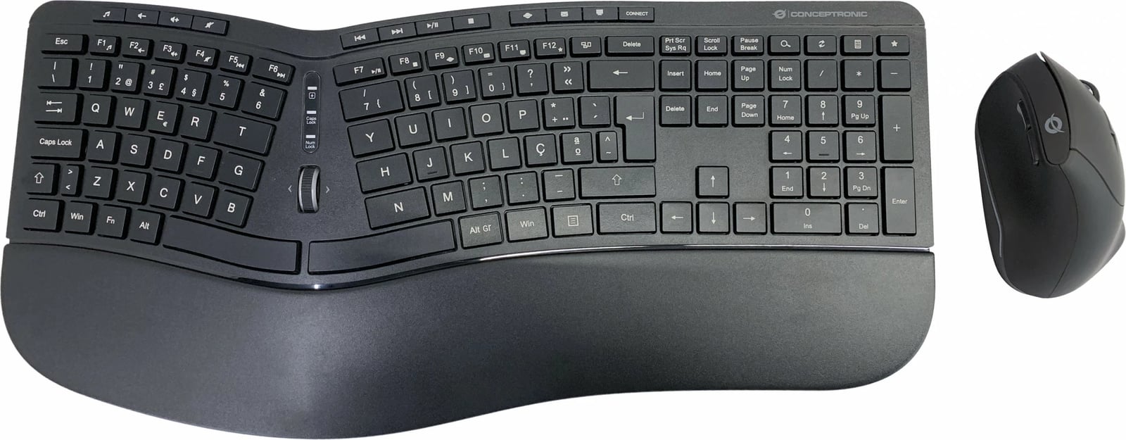 Kasë tastierë e maus wireless Conceptronic, ergo, layout portugjez, e zezë