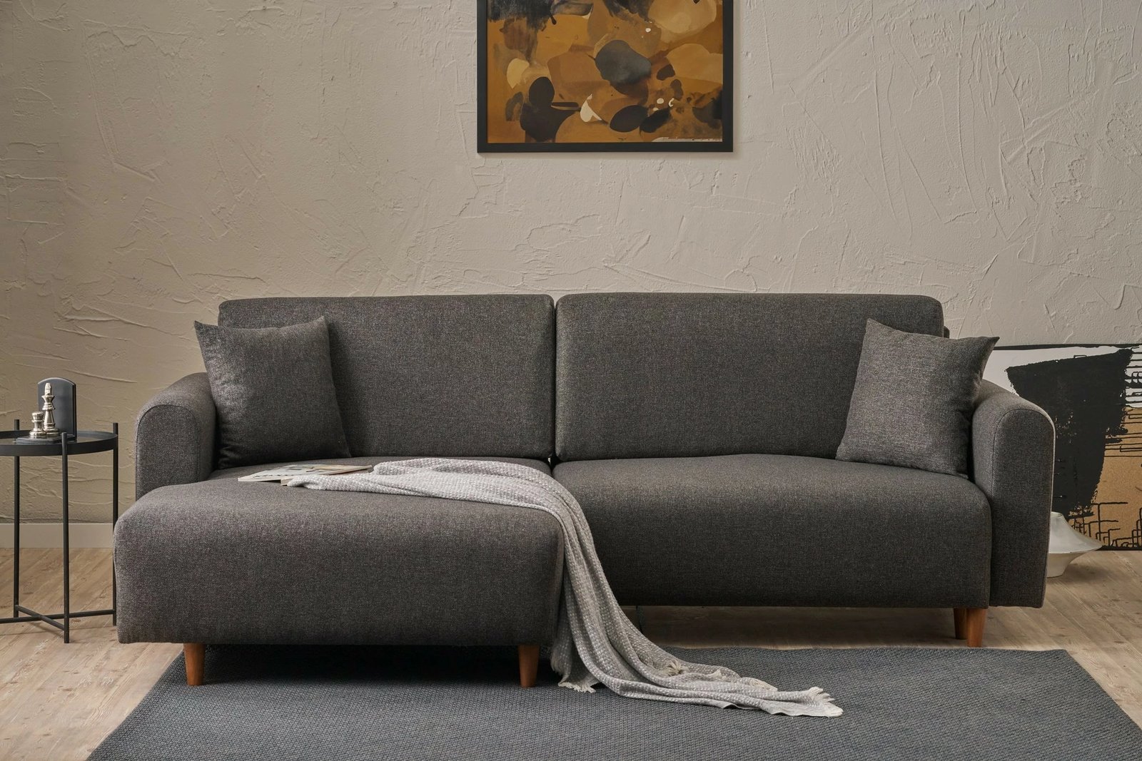 Kënd-sofë krevati Atelier del Sofa, kënd majtas, ngjyrë antracit