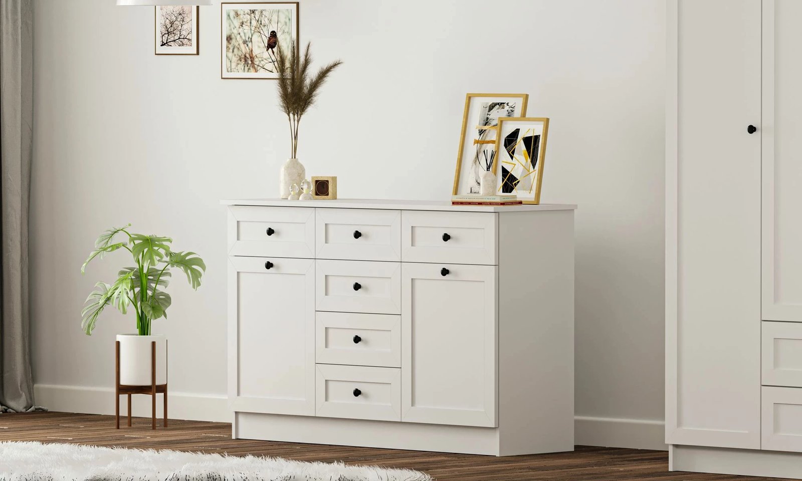 Komodë Skye Decor, ngjyrë e bardhë mat, RB-168-04-001