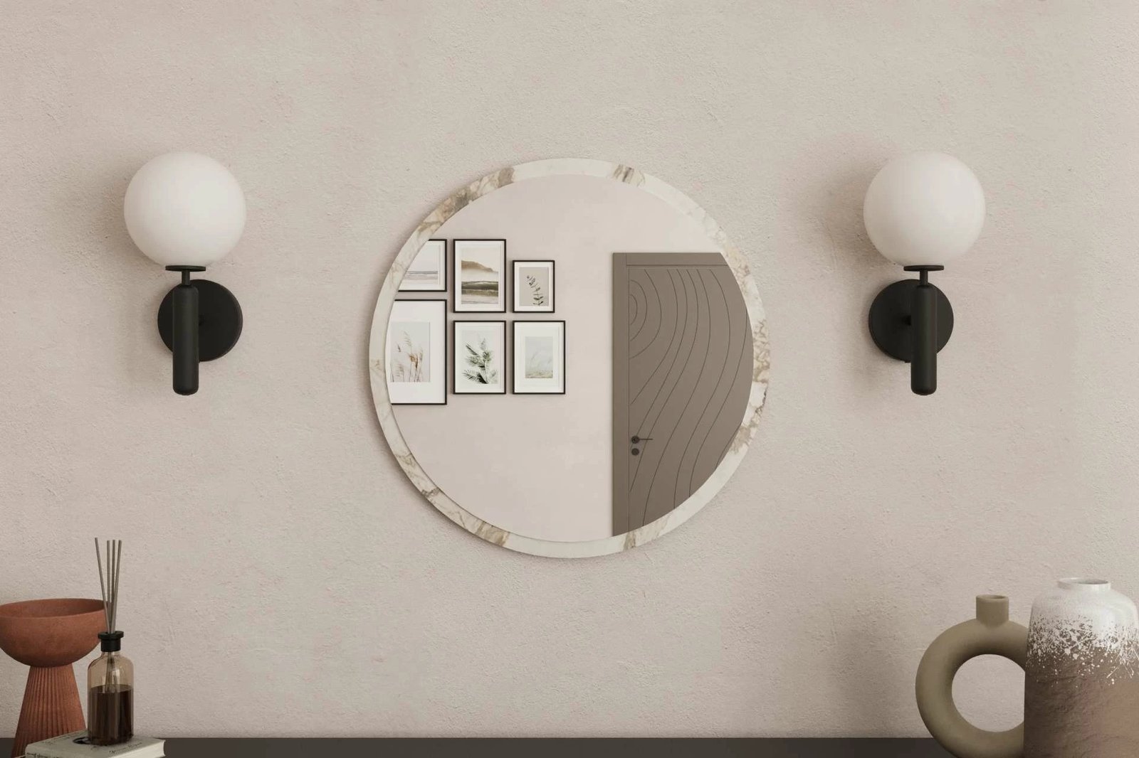 Pasqyrë dekorative, ngjyrë mermeri, Skye Decor, 60x60cm