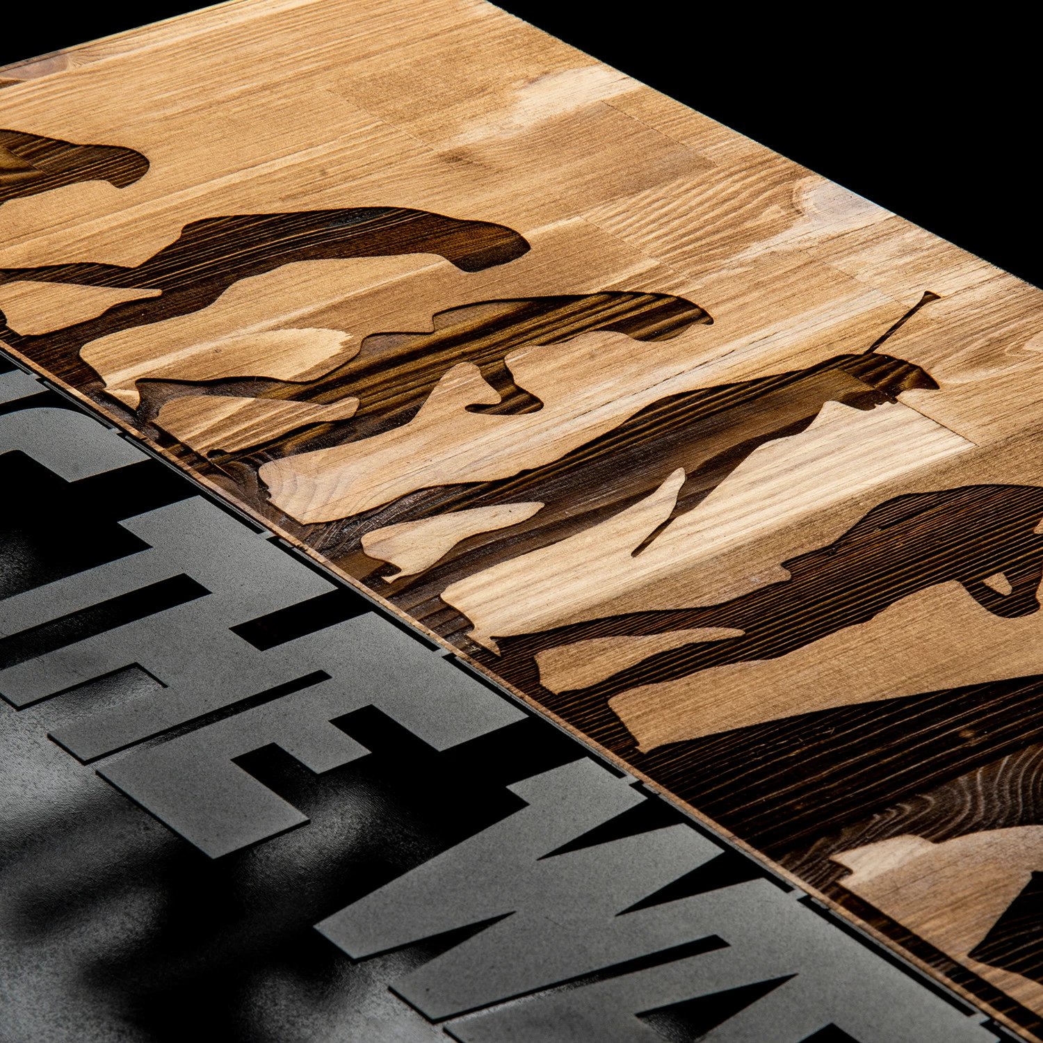 Aksesor dekorativ prej druri për mur, Wallity Evrim, ngjyrë e zezë dhe arre, 58x37cm