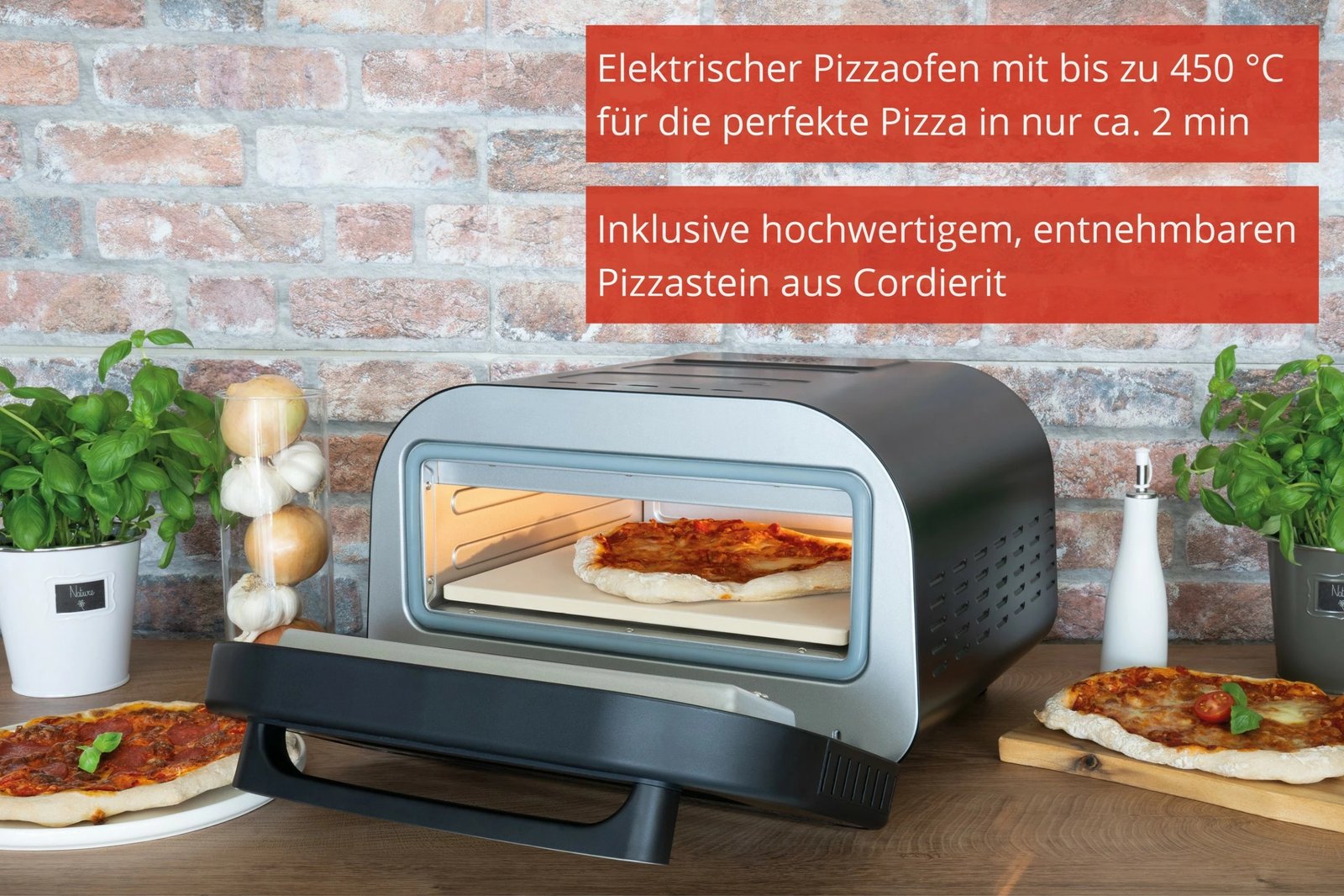 Pjekës pice Unold Don Luigi, 1 picë, 30 cm, 450 °C, i zi