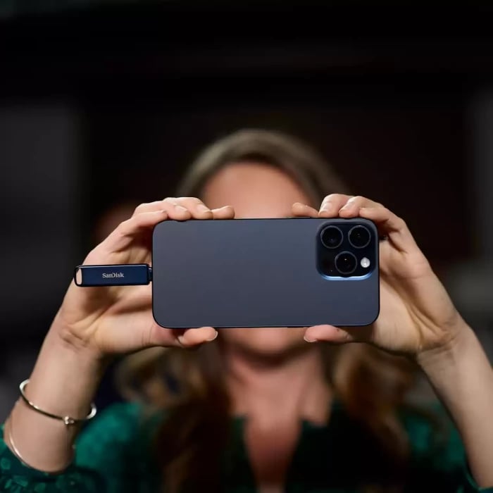 USB memorje SANDISK Phone Drive SDIXD0N-128G-GN6NE 128GB USB-C/Lightning, blu-gri, 1 copë