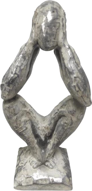 Figurë dekorative Pensei 2, polirezine, ngjyrë argjendi, 9x7x21 cm