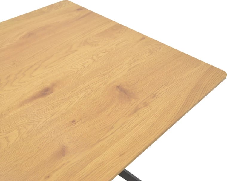 Tavolinë Nerelis, MDF natyral, këmbë metalike të zeza, 160x90x75cm Tavolinë Nerelis, MDF natyral, këmbë metalike të zeza, 160x90x75cm