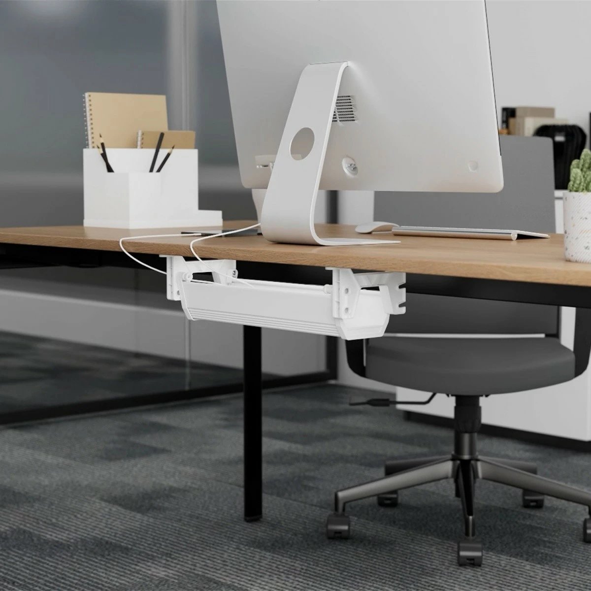 Organizues kabllosh Maclean MC-106W, nën tavolinë, i bardhë Organizues kabllosh Maclean MC-106W, nën tavolinë, i bardhë