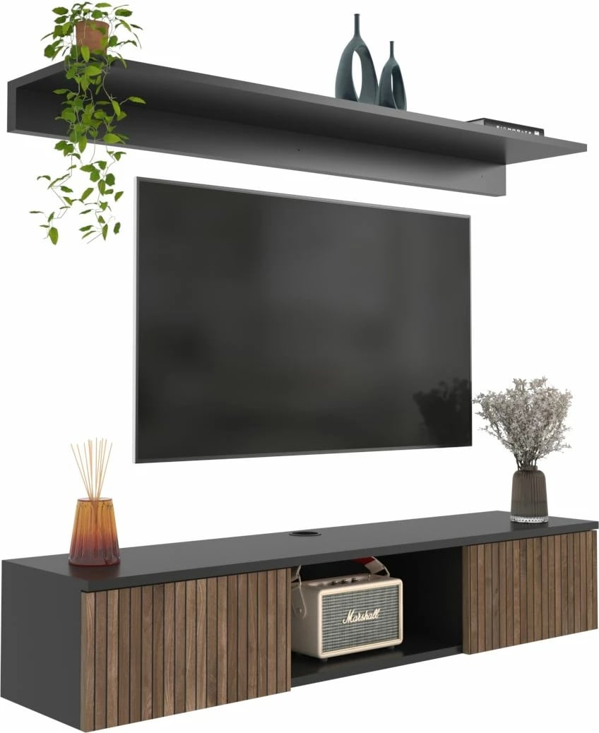 Komodë TV Skye Decor Elia, dru, e zezë