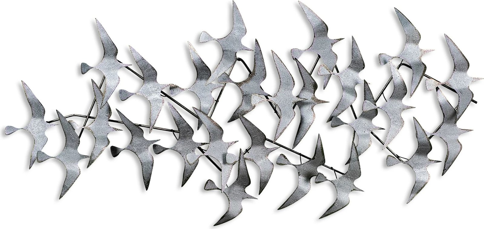 Aksesor dekorativ muri prej metali Wallity, Martılar 3, shumëngjyrësh, 59x124cm