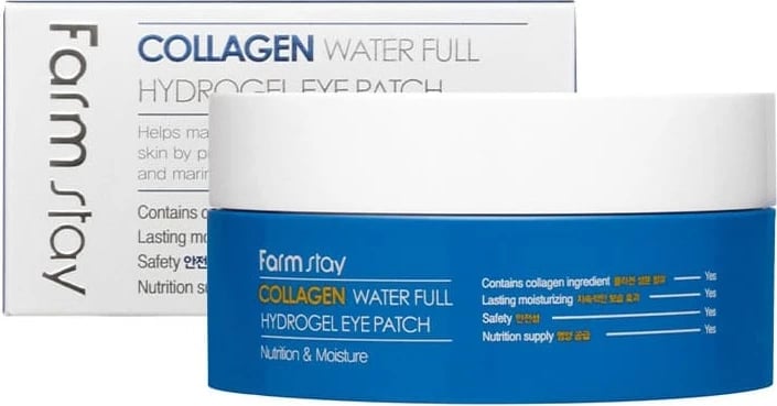 Patch-e hidrogel për sy FarmStay Collagen Water Full Hydrogel Eye Patch për femra, 60 copa