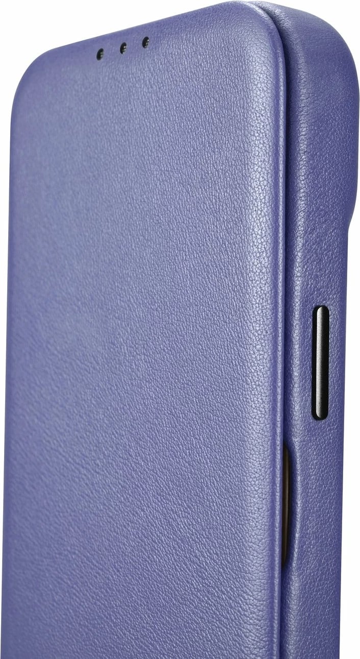 Mbështjellës iCarer CE Premium lëkurë folio për iPhone 14 Pro, MagSafe, vjollcë e lehtë