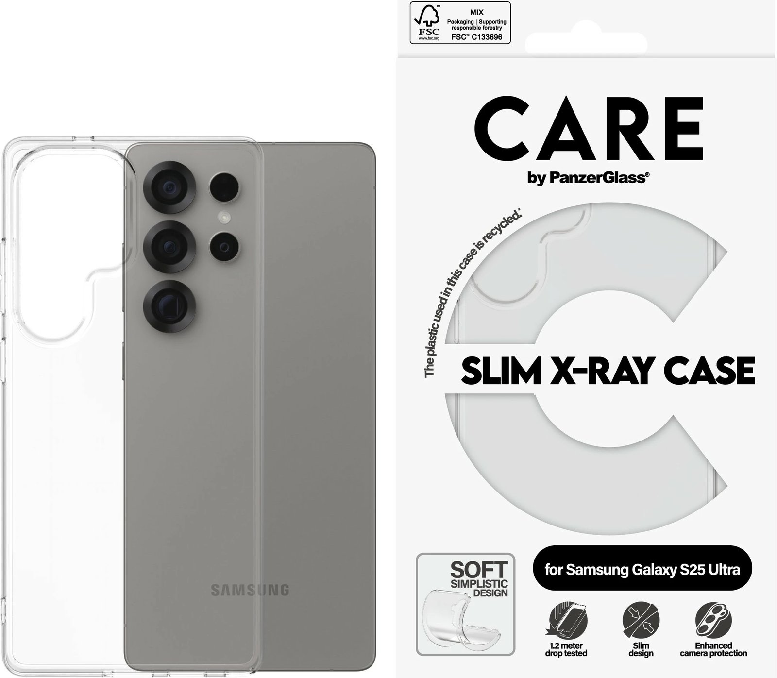 Mbështjellës PanzerGlass CARE Clear X-Ray Soft Basic për Samsung Galaxy S25 Ultra, transparent