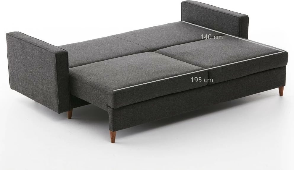 Divan-krevat treshe, ngjyrë antracit, Atelier del Sofa, Eva
