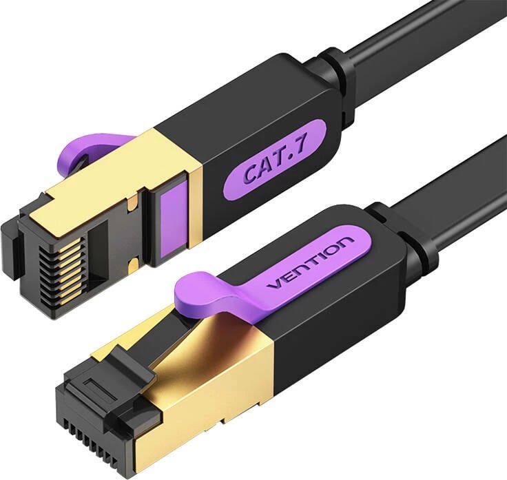 Kabllo rrjeti flat Vention ICABJ, CAT7, 5m, 10Gbps, e zezë