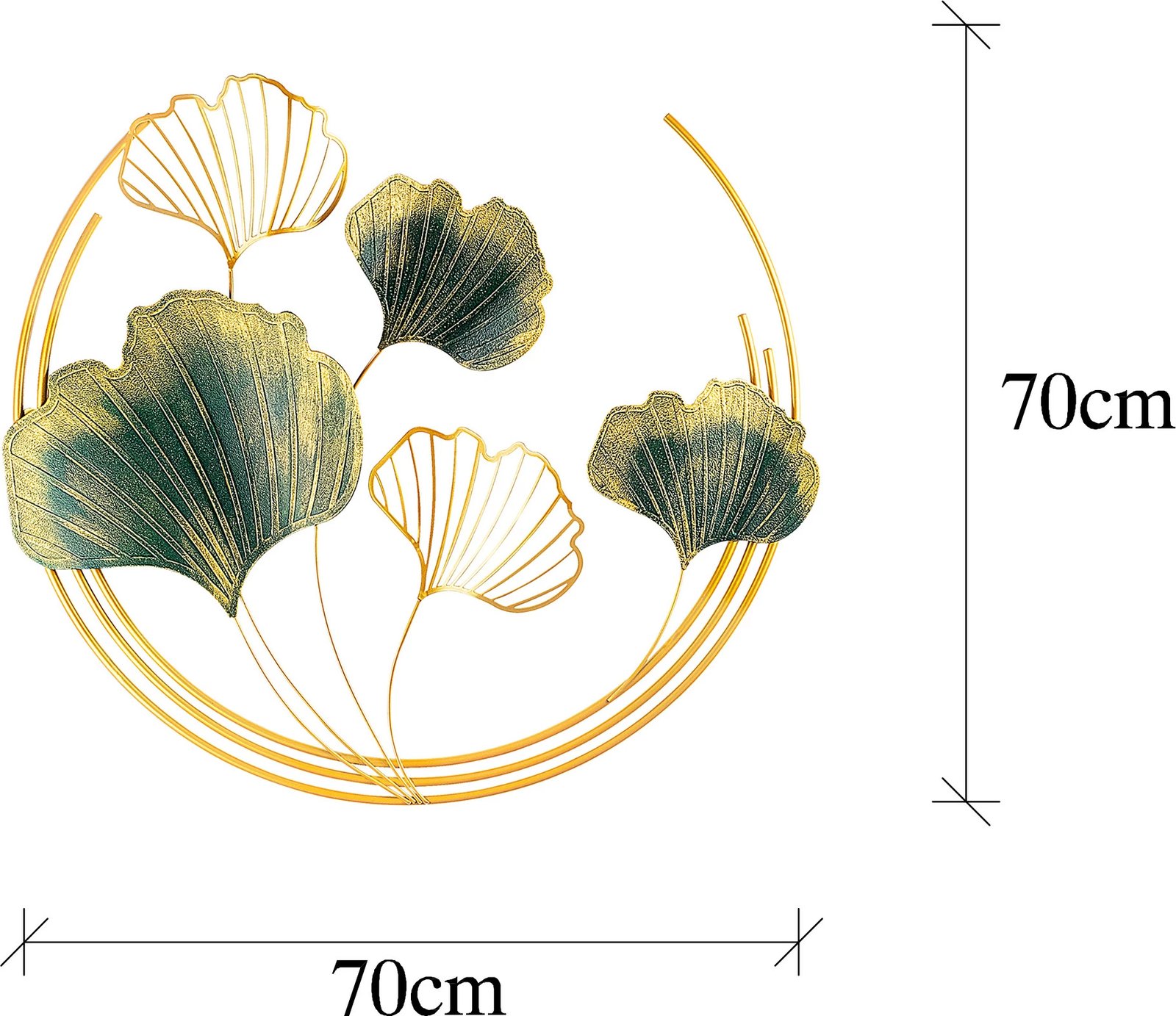 Aksesor dekorativ metalik për mur Wallity, Weifang, ngjyrë e gjelbër dhe ari, 70x70x7cm