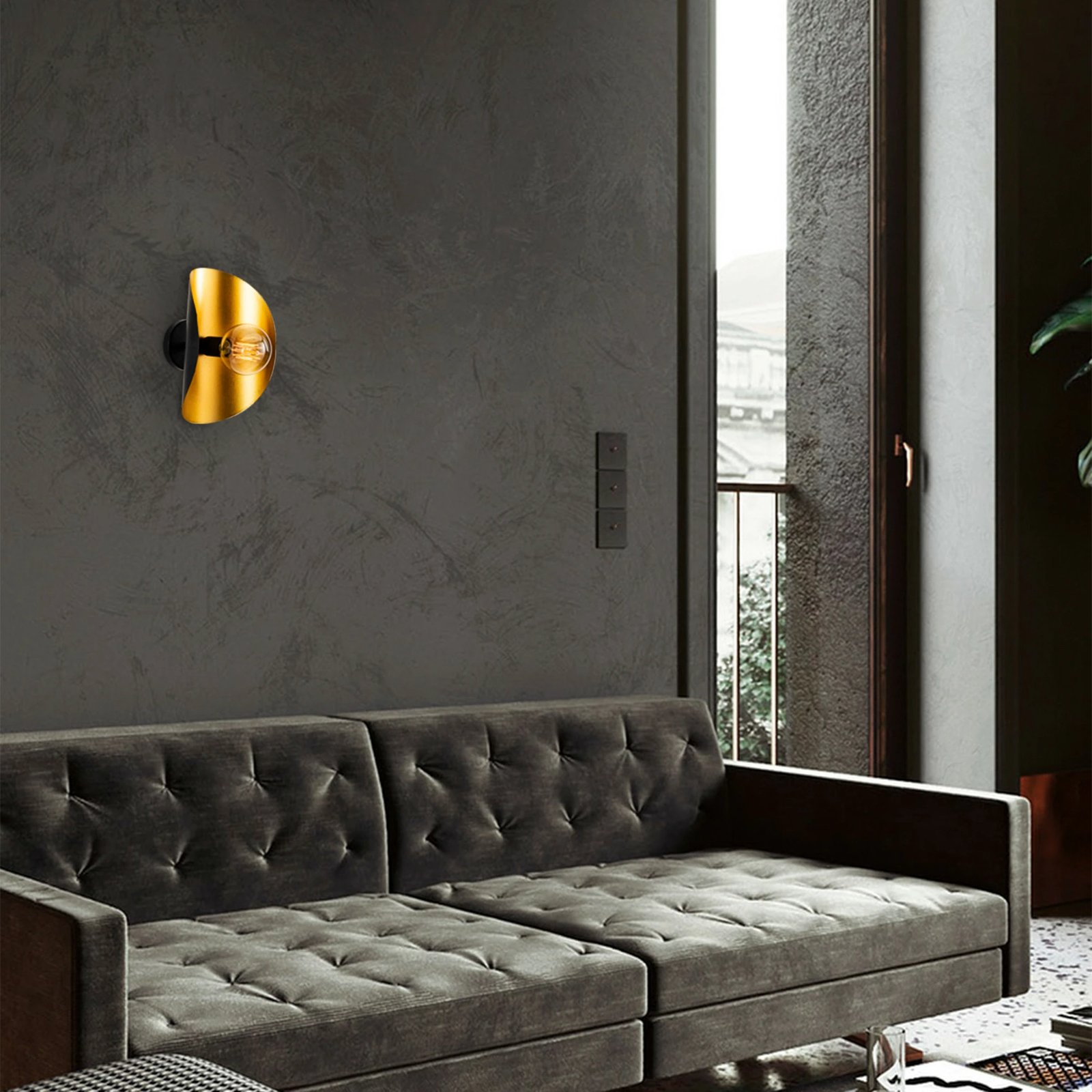 Llambë muri Opviq, Sivani - MR - 839, e zezë dhe e artë Llambë muri Opviq, Sivani - MR - 839, e zezë dhe e artë