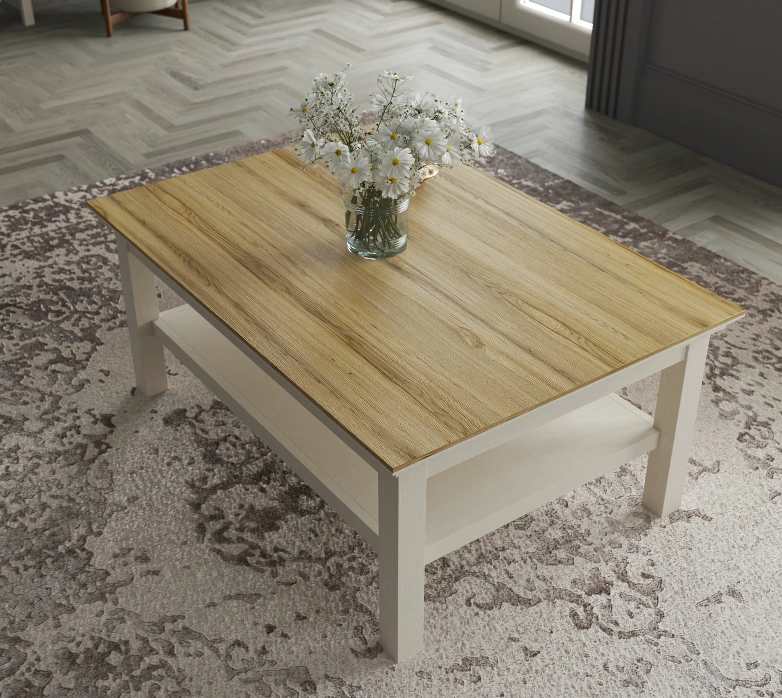 Tavolinë kafeje Skye Decor, FRN-21024, krem, lis, gri