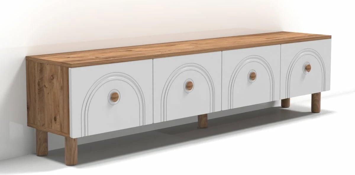 Komodë TV Skye Decor, ngjyrë Atlantic Pine dhe e bardhë, 180x47x35cm