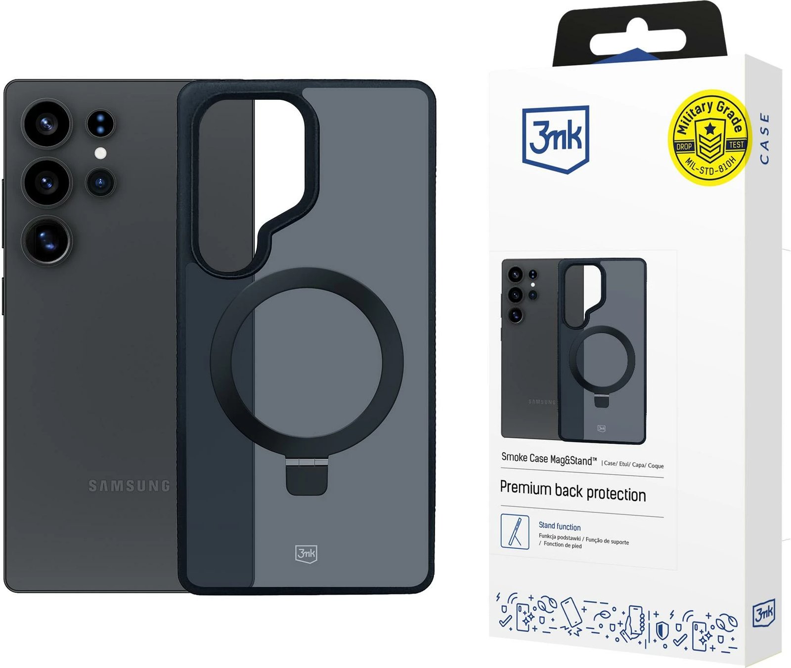 Mbështjellës 3mk Smoke Case Mag&Stand për Samsung Galaxy S25 Ultra, Zi