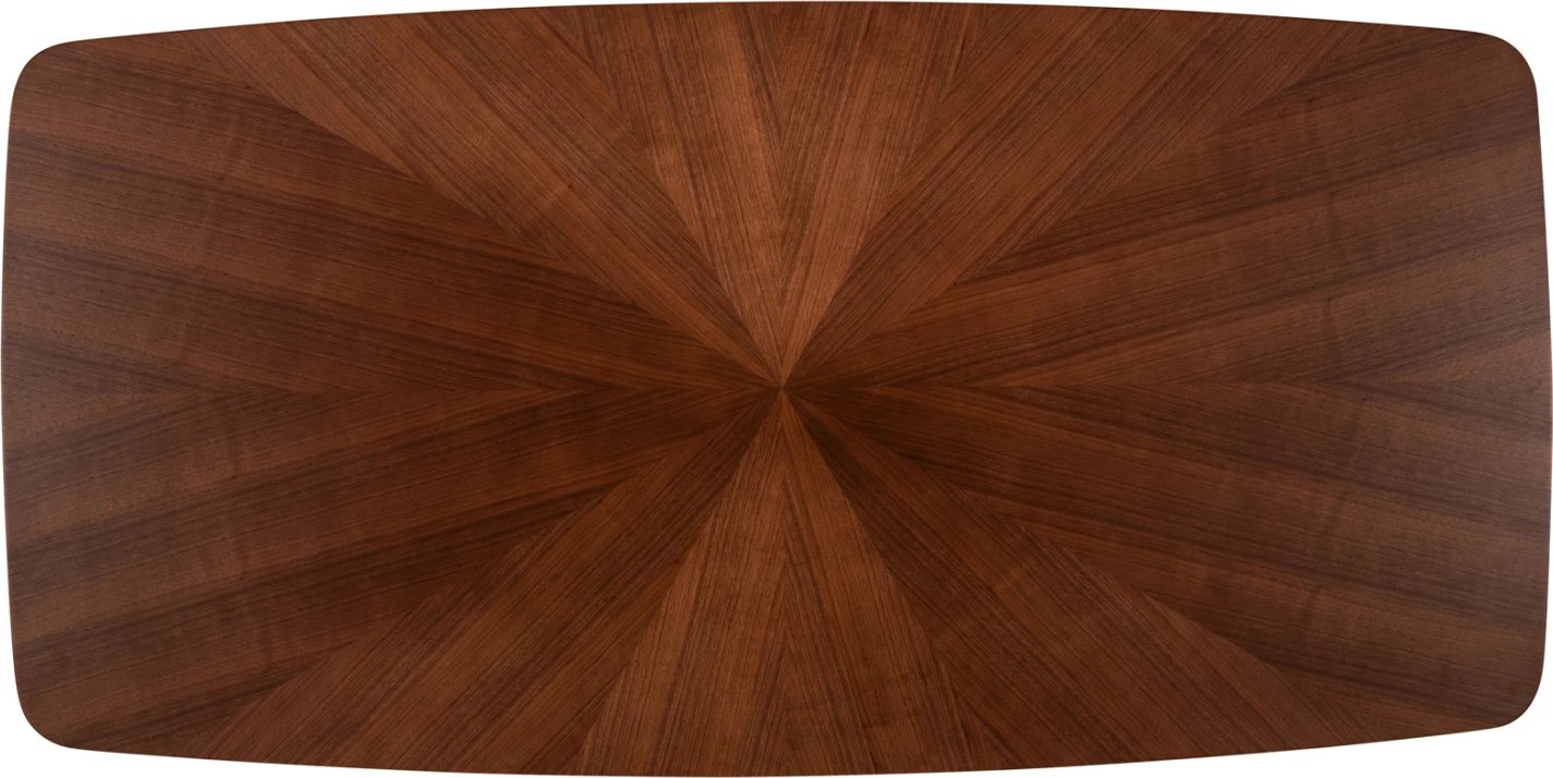 Tavolinë drejtkëndore për ngrënie RINER FH9745 MDF me finiturë arre në stil sunburst 180x90x76H cm
