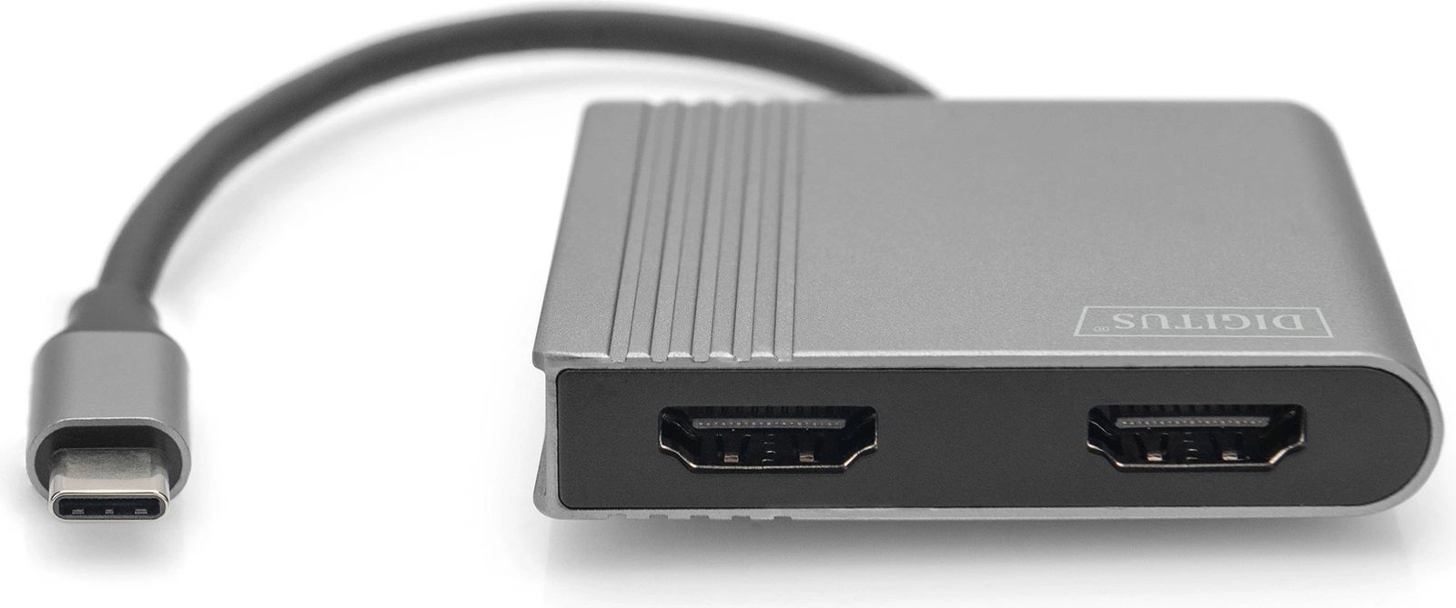 Adapter USB-C Digitus, 2x HDMI, 18cm, 4K/30Hz, alumini, argjendtë