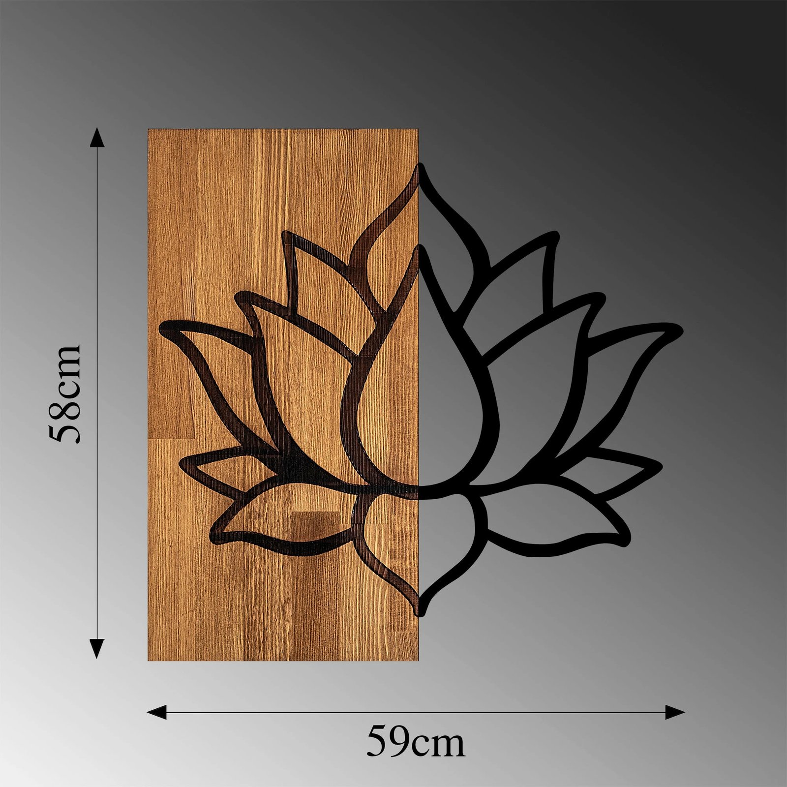 Aksesor dekorativ për mur, dru dhe metal, ngjyrë arre dhe e zezë, Wallity MA-288, 58x60cm