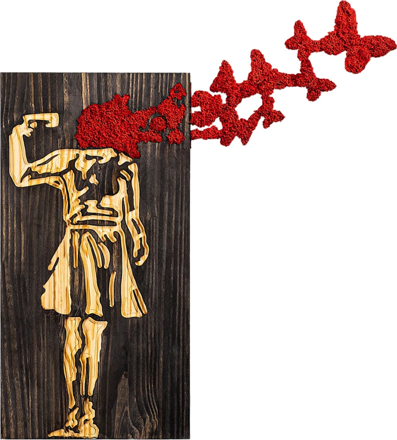 Dekor muri figurë vajze, metal-dru, FH4755, 62x3x70cm