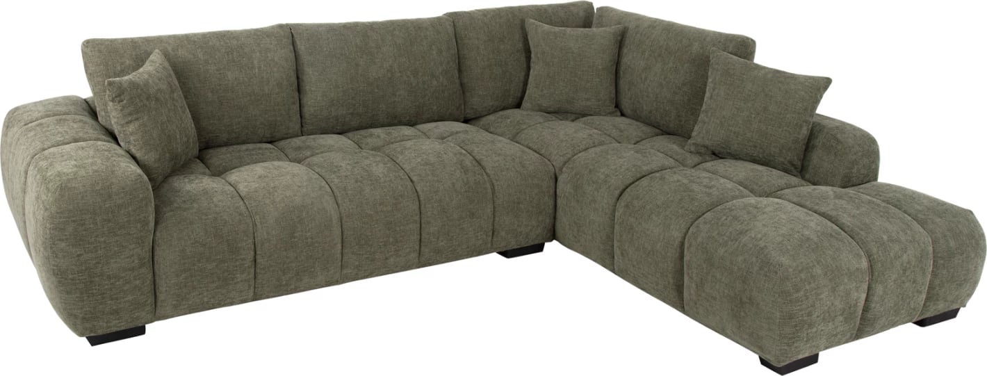 Kënd divan (djathtas) COVEN FH3266.04R, pëlhurë e gjelbër, 298x102-208x85H cm