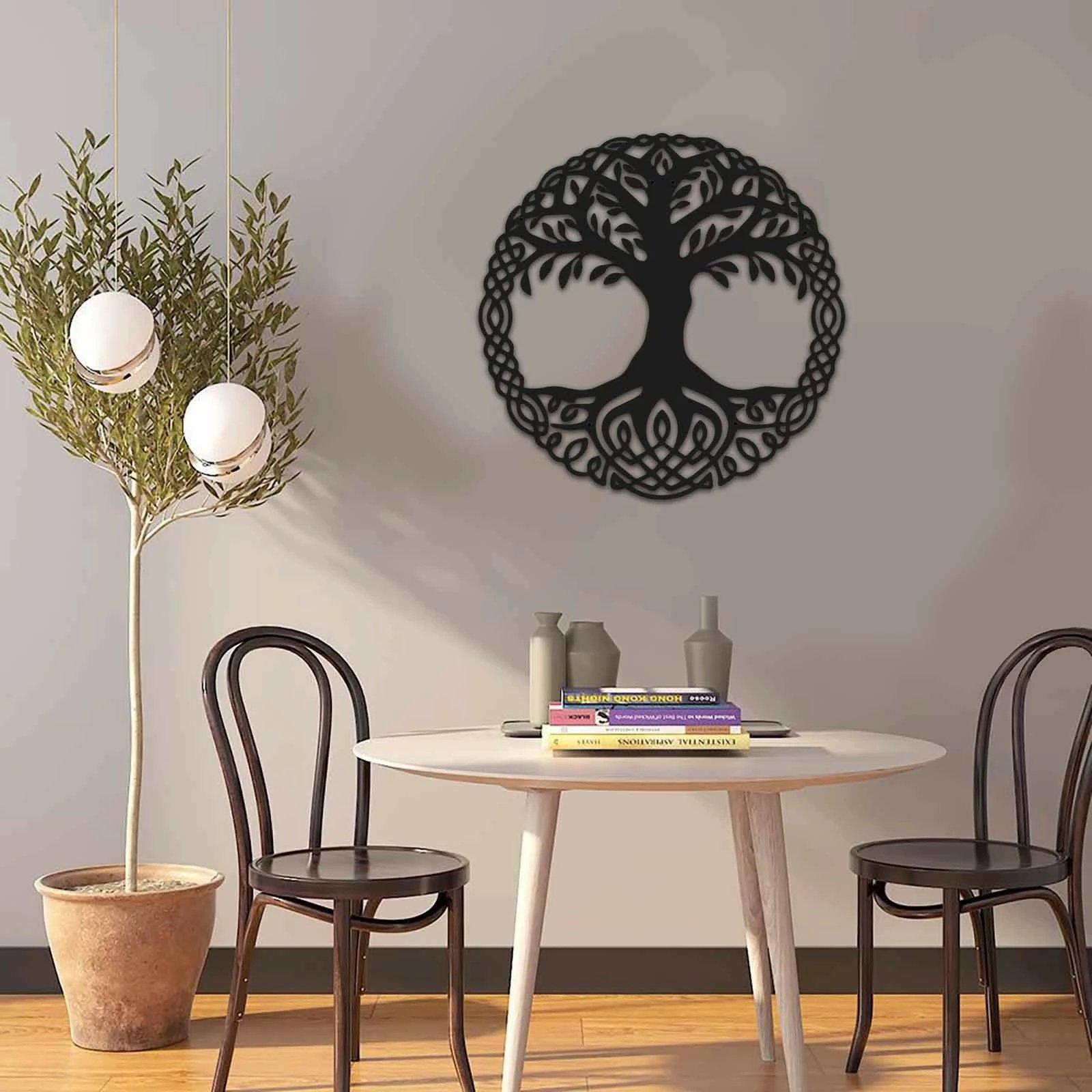 Aksesor dekorativ metalik për mur Wallity, MT - 009, ngjyrë e zezë, 49x49cm