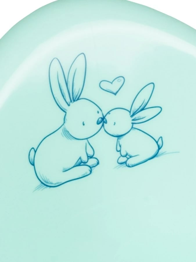 Olçe bebe TEGA Bunny, me muzikë, shpinore e lartë, 38x23x25 cm, jeshile mente