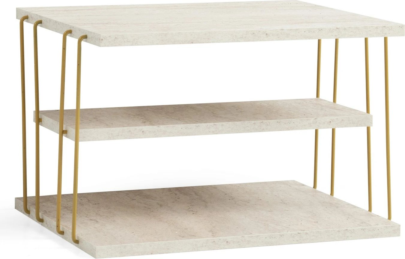 Tavolinë anësore Hanah Home, Lifon, ngjyrë ari, travertin