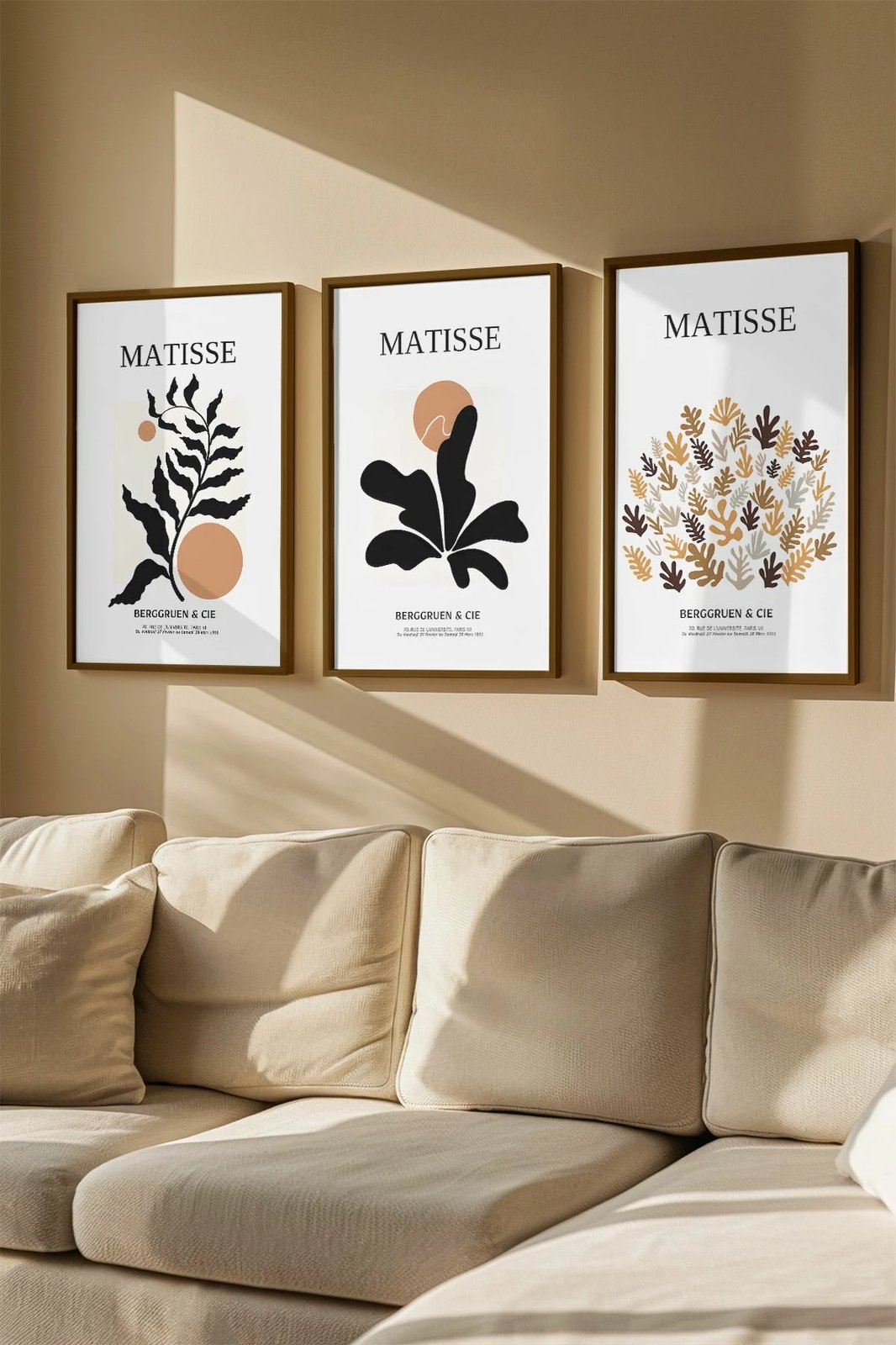 Pikturë dekorative me kornizë (3 copë), Wallity, Artvmodel25-Kahve