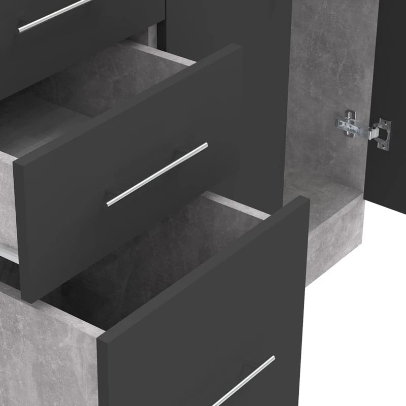 Njësi kuzhine Festa I melamine, ngjyrë gri e errët dhe sonoma, sipërfaqe pune 100x60x85cm