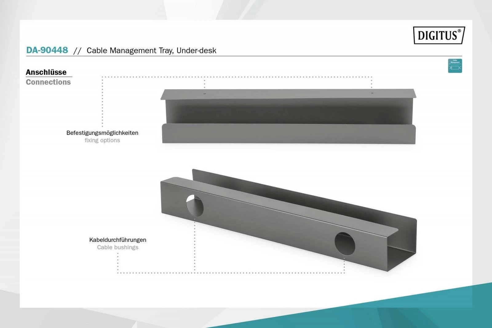 Organizues kabllosh çeliku Digitus DA-90448, 60 cm, i zi