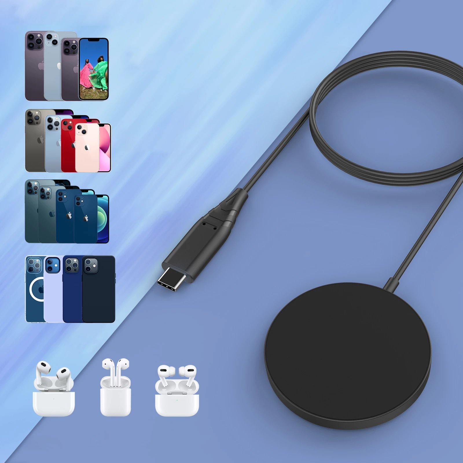 Mbështjellës karikues wireless Choetech T518-F-BK, 15W MagSafe, për iPhone 12/13/14, i zi