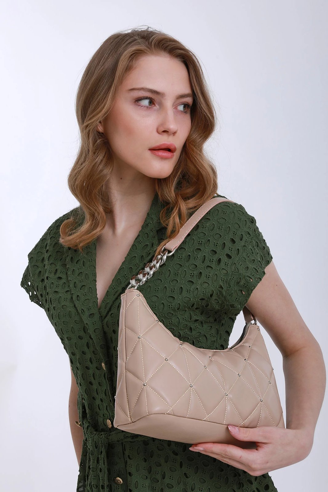 Çantë shpatullë Zoozie Bags, 22YV10-003, ngjyrë mink